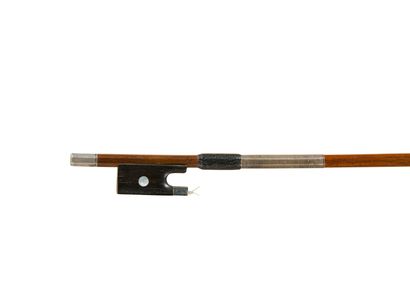 null 
French violin bow circa 1900 in the style of Tourte. Tourte iron mark, ebony...