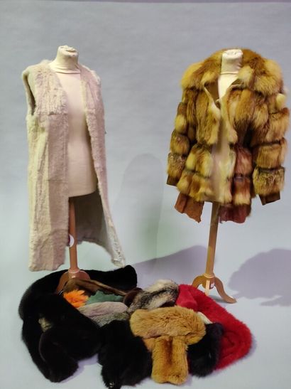 null *Lot including unlined boas in Fox, all colors, one unlined jacket in Cross...