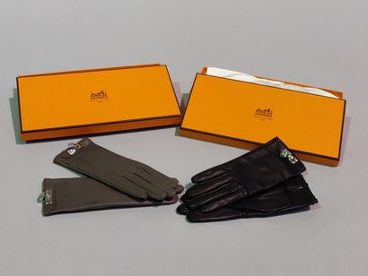 HERMES: 
Two pairs of leather gloves, one...