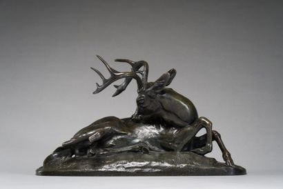 null BARYE, Antoine Louis (1796-1875)

Cerf de Virginie, couché

Epreuve en bronze...
