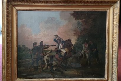 null French School circa 1800

Scene of battle 

Oil on canvas 

(Reinvented. Old...