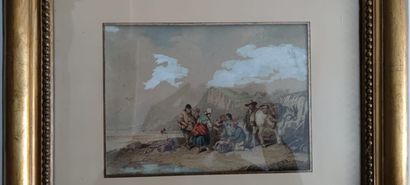 null A. DELACROIX 

The fishermen

Two watercolours (?), one dated 1841

17 x 23...