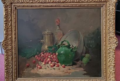 null Attributed to Arthur Brunel de Neuville (1852-1941)

Still life with cherries

Oil...