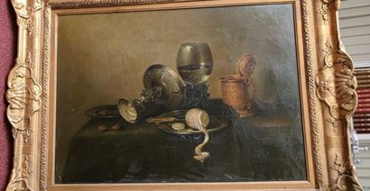 null Dutch school of the XIXth century according to Claes Heda

Still life with glass...