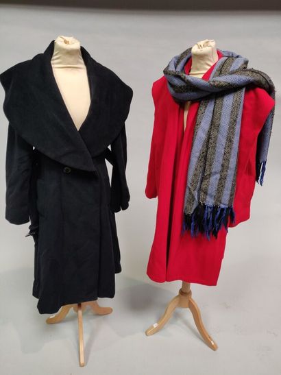  Set of two long coats, one red and one black....