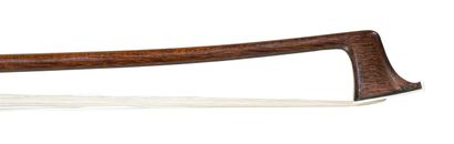 null 
19th century cello bow in the Fonclause style, tropical wood stick with silver...
