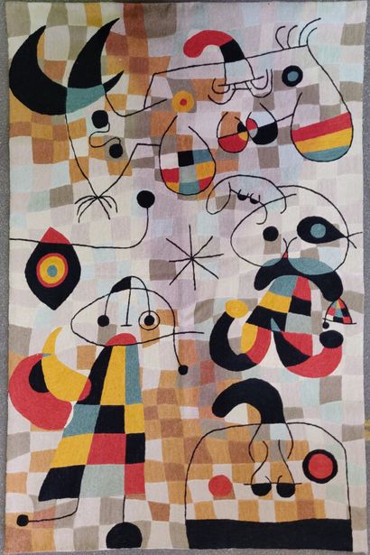 null Dans le goût de MIRO

Personnages abstraits

Tapis en laine à décor polychrome.

154...