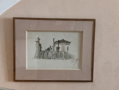 null Deux aquarelles « Ajaccio » et « Toits de Paris ».

30 x 48 cm pour la prem...