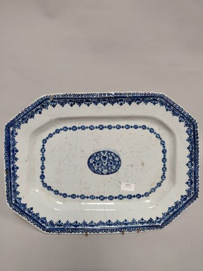 null LILLE (?),

Grand plat octogonal en faïence bleu et blanc, XVIIIè siècle

(fêles).

L...
