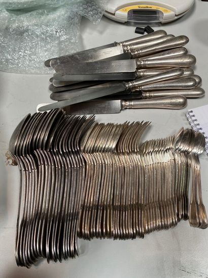 A set of silver plated cutlery, kettledrums,...