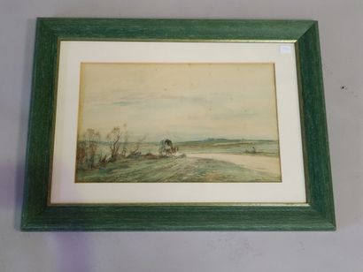 null Henri FOREAU (1866-1938) 

"The Stagecoach" Pastel 

25 x 45 cm (approximat...