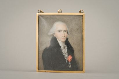 null 174. Rectangular miniature representing the portrait of a man with a black

man...