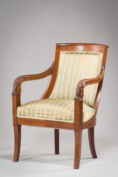 null 206. A mahogany and mahogany veneer armchair with a wrap-around back

mahogany...