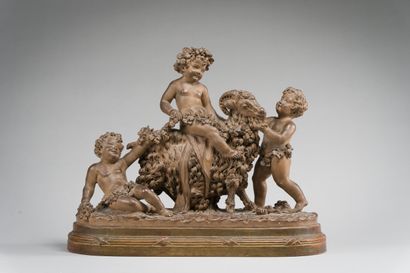 null 228. Terra-cotta group with patina representing Bacchus

on a goat accompanied...