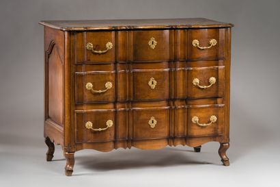 null 190. walnut chest of drawers with a crossbow front, decorated with a

of a Maltese...