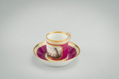 null 187. PARIS

A porcelain cup and saucer, decorated with sepia landscapes

of...