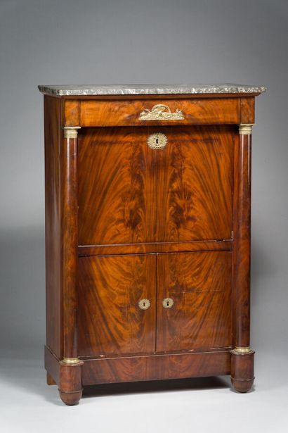 null 204. A mahogany and mahogany veneer desk with a flap.

opening from top to bottom...