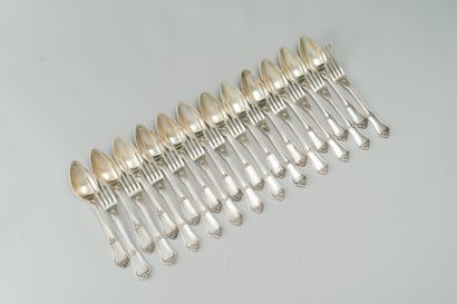 null 151. Set of twelve large cutlery pieces in silver 950/1000e,

Gordian knot model,...