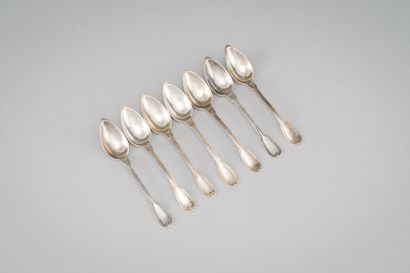 Set of seven silver teaspoons (950/1000th),...