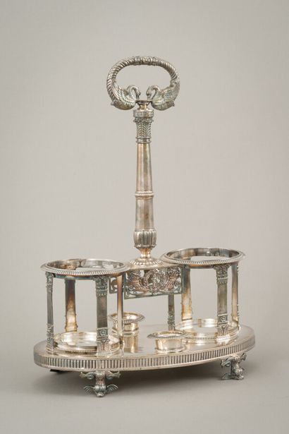 A silver oil and vinegar holder (950/1000th),...