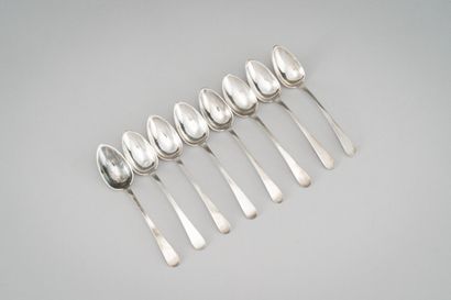 Suite of eight silver tea spoons (950/1000th),...