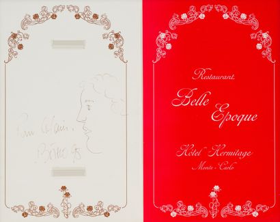 null Menu of the restaurant La belle époque, Hermitage hotel with dedication of BOTERO...