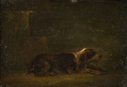 French school of the 19th century:

Dog lying...