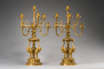 null 73. Emmanuel Alfred BEURDELEY

Pair of important candelabras with ostriches...