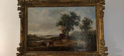 null 17. Dutch school of the 19th century

Shepherd and his herd of cows drinking...