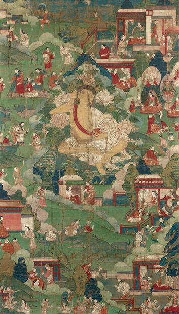 null 65. TIBET

Thangka of Milarepa on canvas, depicted seated in a characteristic...