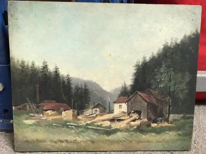 Paysage de montagne 
Paire d'huiles sur panneau 
27 x 22 et 22 x 27 cm