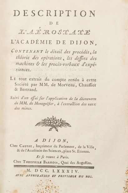 null [MORVEAU, CHAUSSIER, BERTRAND].Description de l'aérostate "L'Académie de Dijon"....