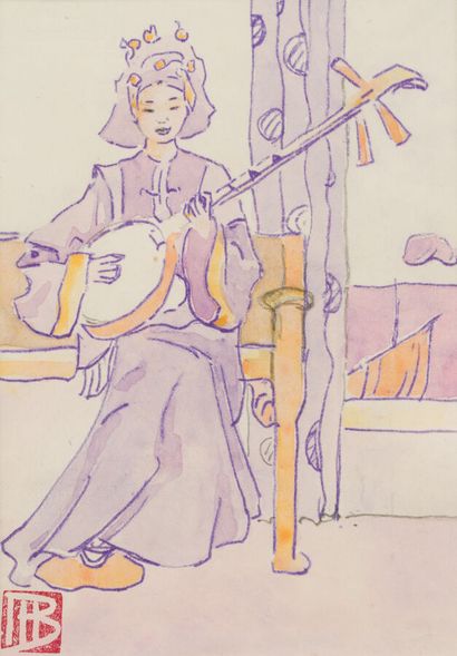 16. MARCEL BERNANOSE (1884-1952)

Lute player

Watercolor.

Stamped...