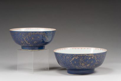 37. Two powder blue porcelain punch bowls...