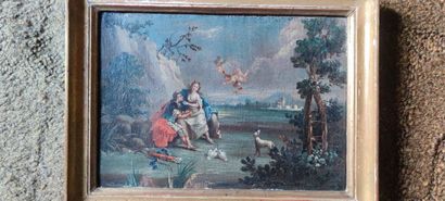 null Ecole française du XVIIIe siècle 

Couple dans un paysage 

Huile sur toile...