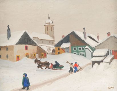 null 145. GASTON ROBBE (1900-1954)

 Village franc-comtois dans la neige, 1937

Huile...
