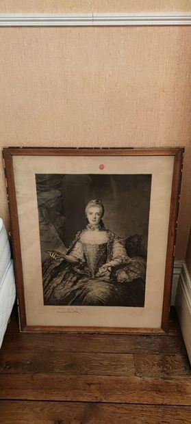 null Deux grandes gravures en noir « Charles Ier » et « Dame de qualité ».

E,viron...