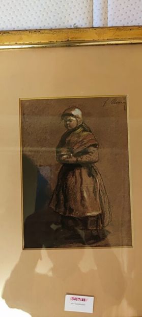 null 32. François BONVIN (1817 - 1887)

Paysanne portant un bouillon chaud

Fusain,...