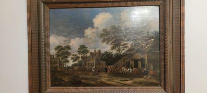 null 16. Thomas HEEREMANS (1641-1694)

Village animated with horsemen and figures

Oil...