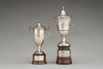 Two silver golf trophies (800/1000th), in...