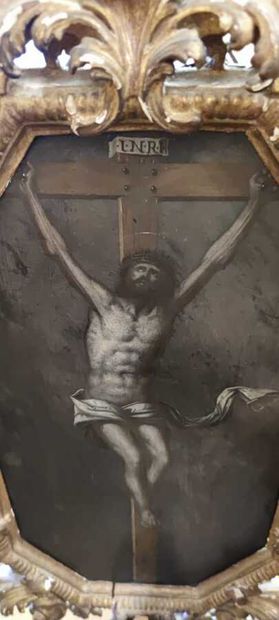 null 132. Italian school XVIIth

 century

Christ on the cross

Slate (?)

 Wooden...
