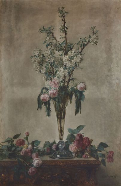 null 150. Alexei Alexeievich HARLAMOFF (1840-1925)

 Bouquet of roses and apple branches...