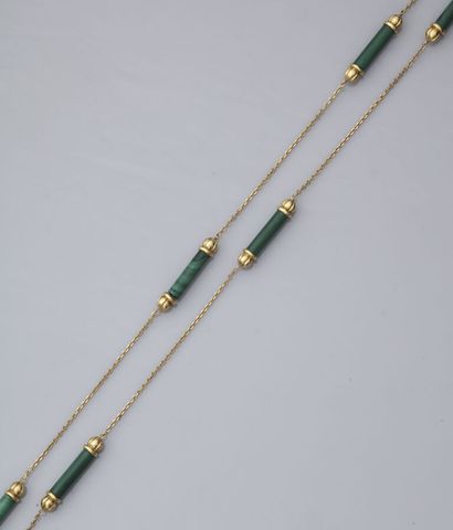 null 34. CARTIER

 18K (750) gold necklace with malachite sticks

with ribbed gold...