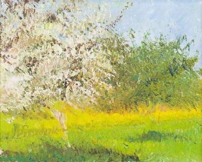 null 163. In the taste of Paul Emile PISSARRO

(1884-1972)

Apple tree in bloom

Oil...