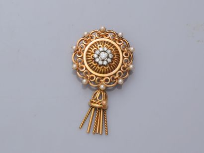 4. Round pendant brooch in yellow gold 750/1000...
