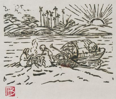 null MARCEL BERNANOSE (1884-1952)

Vietnamiens sur la berge.

Estampe.

Cachet en...