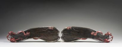 null INDOCHINA

Pair of wooden trays, carved in the shape of a gourd, decorated with...