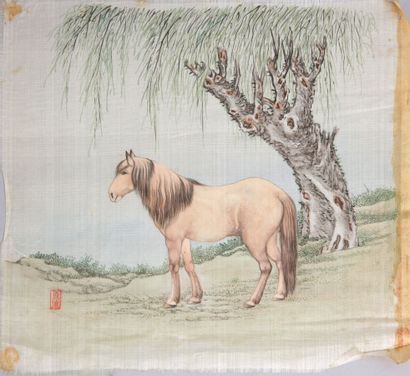 CHINA

Painting in ink and colors on silk,...
