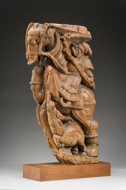INDIA

Wooden corbel stand carved in bas-relief...