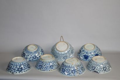 null CHINE

Sept grands bols en porcelaine bleu blanc à décor central de narcisses...
